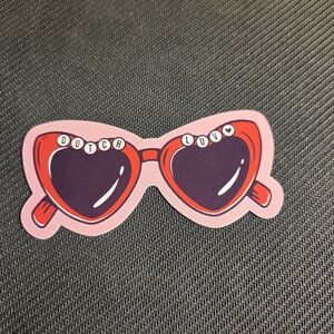 Dutch Bros Heart Sunglasses Sticker - Pink and Red 2026